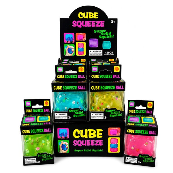 SQUISHY Ice Cube Trasparent 6x6cm TPR+Maltose In display da 12pz…x12…x96